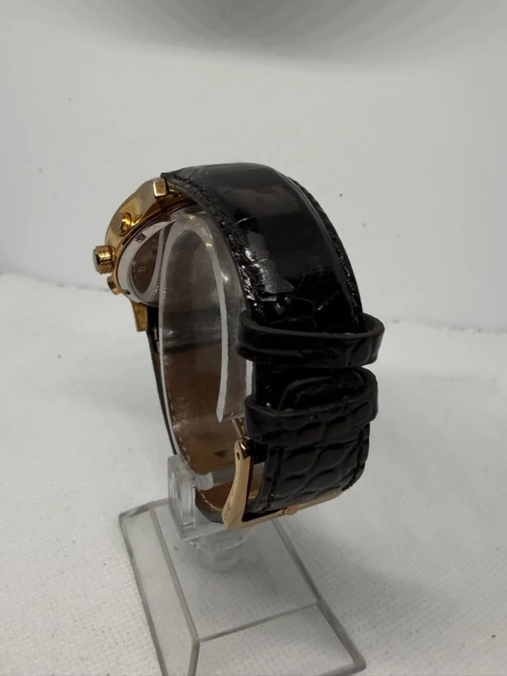 DKNY Men's Gold-Tone Chronograph Black Dial Brown Leather Watch NY4991